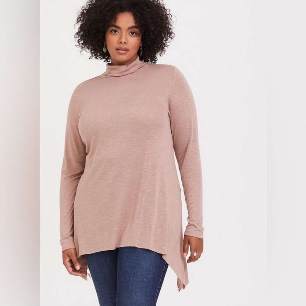 Torrid NWT Hacci Turtleneck Sharkbite Long Sleeve Tunic Sweater Size 1X